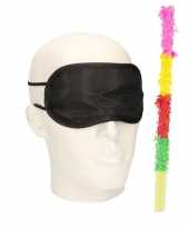 Pinata oogblinddoek blinddoek met gekleurde pinata stok