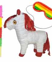 Pinata van een paard set met blinddoek en stok